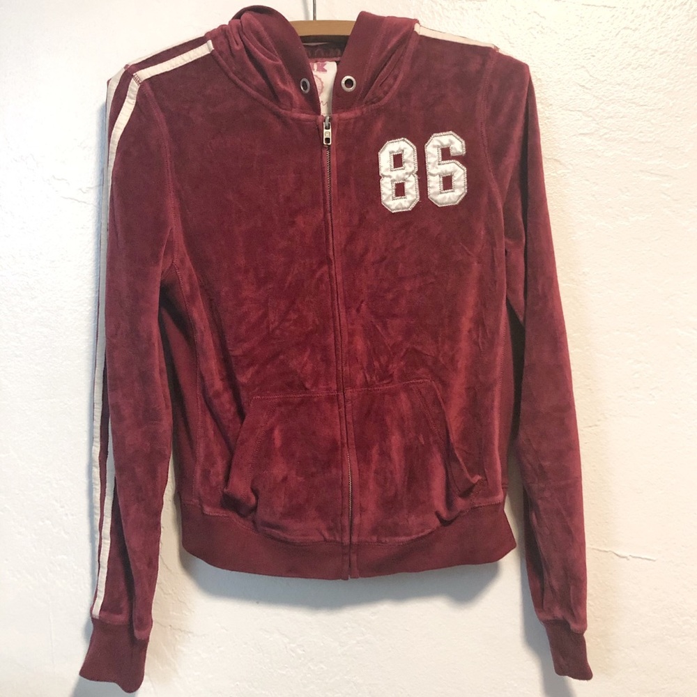 Pink Campus University Velour Track Jacket Medium